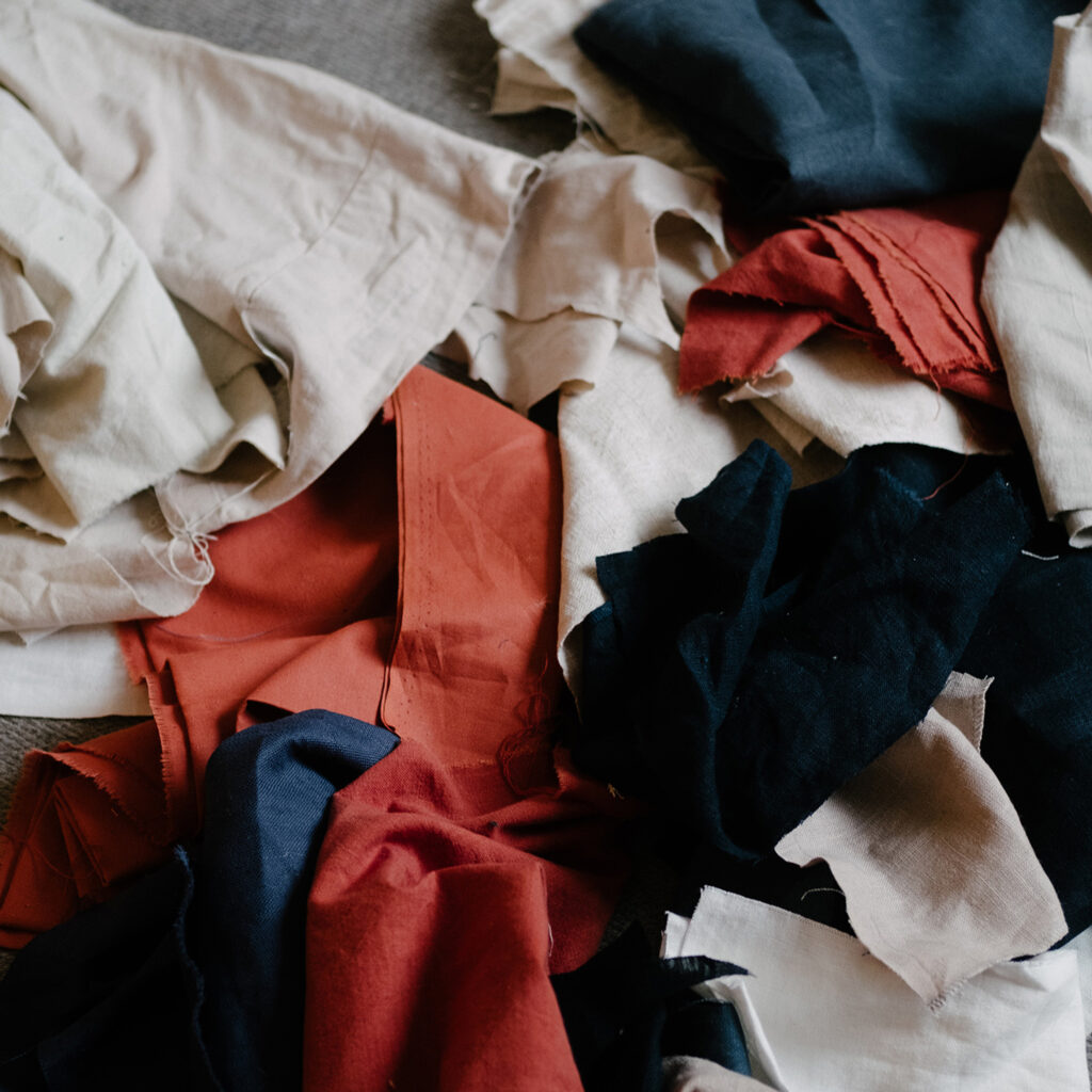 textile art handmade from recycled fabric